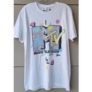MTV Logo Men's 80s Retro TV Nostalgia Vintage Look T-Shirt Size M 100% Cotton